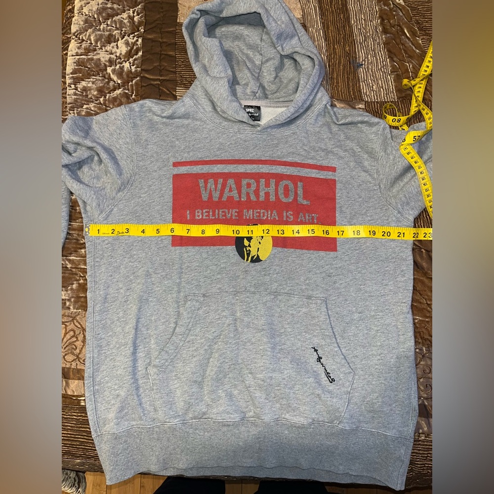 Warhol Graphic Red and Gray Men's Hoodie - Picture 6 of 7